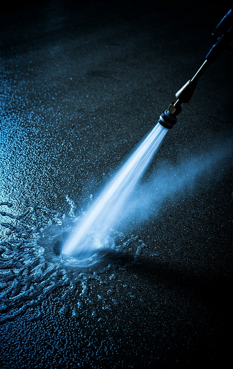 High-pressure cleaning in action